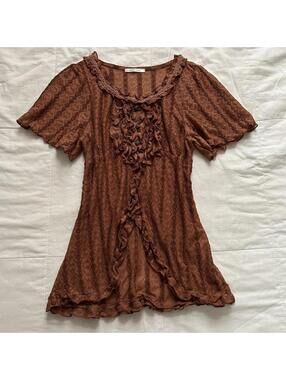 Axes Femme Orange Lace Babydoll Top Ruffle Coquette M Japan